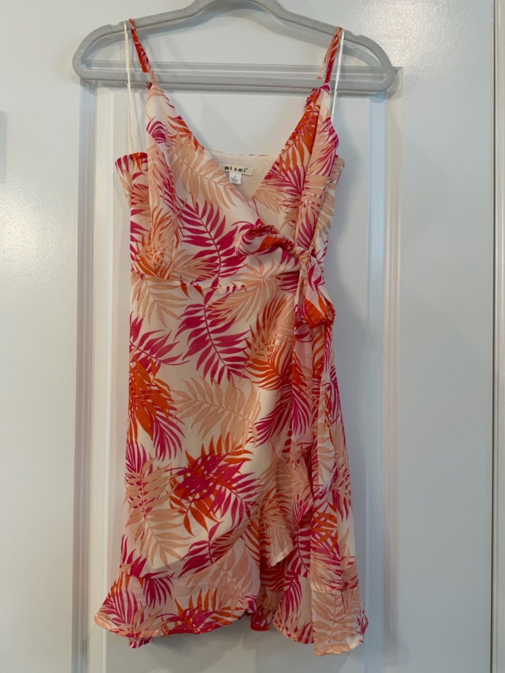 miami Pink and Orange Tropical Wrap Dress- SMALL